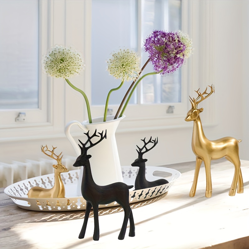 2個クリスマストナカイ置物像樹脂妖精ガーデン彫刻クリスマス卓上鹿