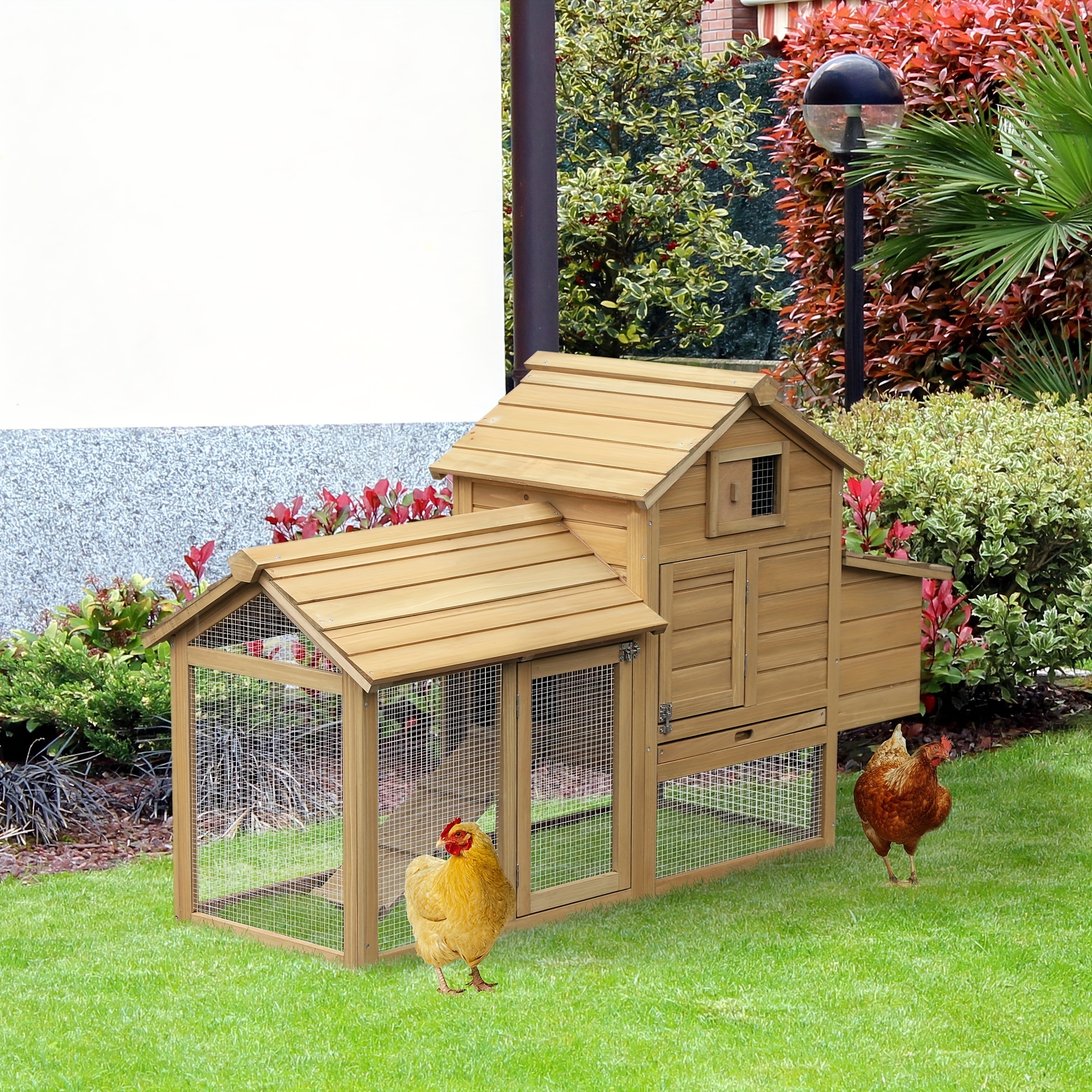 

Pawhut 59" Small Wooden Chicken Coop Hen House Poultry Cage For Outdoor Backyard With 2 Doors, Nesting Box And Removable Tray, Natural Wood