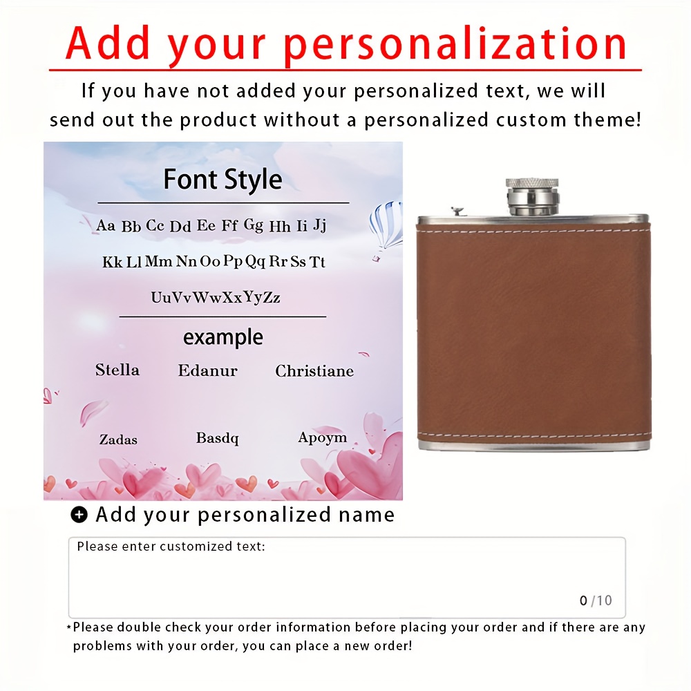 Image of 1pc Personalized Water Bottle, Men's Personalized Water Bottle, Leather Hip Bottle, Groom Gifts, Groom , Wedding Party Favors, Best Christmas Gifts, Christmas Gifts, Christmas.