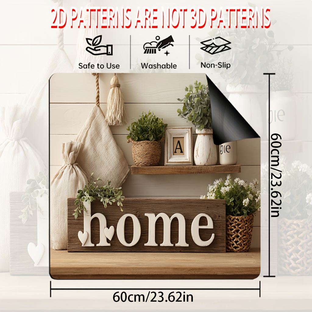TEMU 1pc, 2d Flat, And Heart Geometric Pattern 2d Flat Stove Cover Protector Mat, Kitchen Essentials,perfect For Home Decor And Counter Protection,