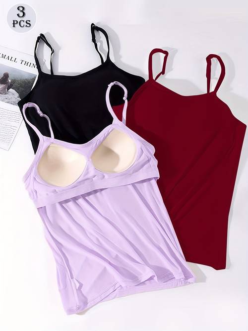5pcs womens solid color viscose casual camisole summer no lining with chest pad and halter neck for adul