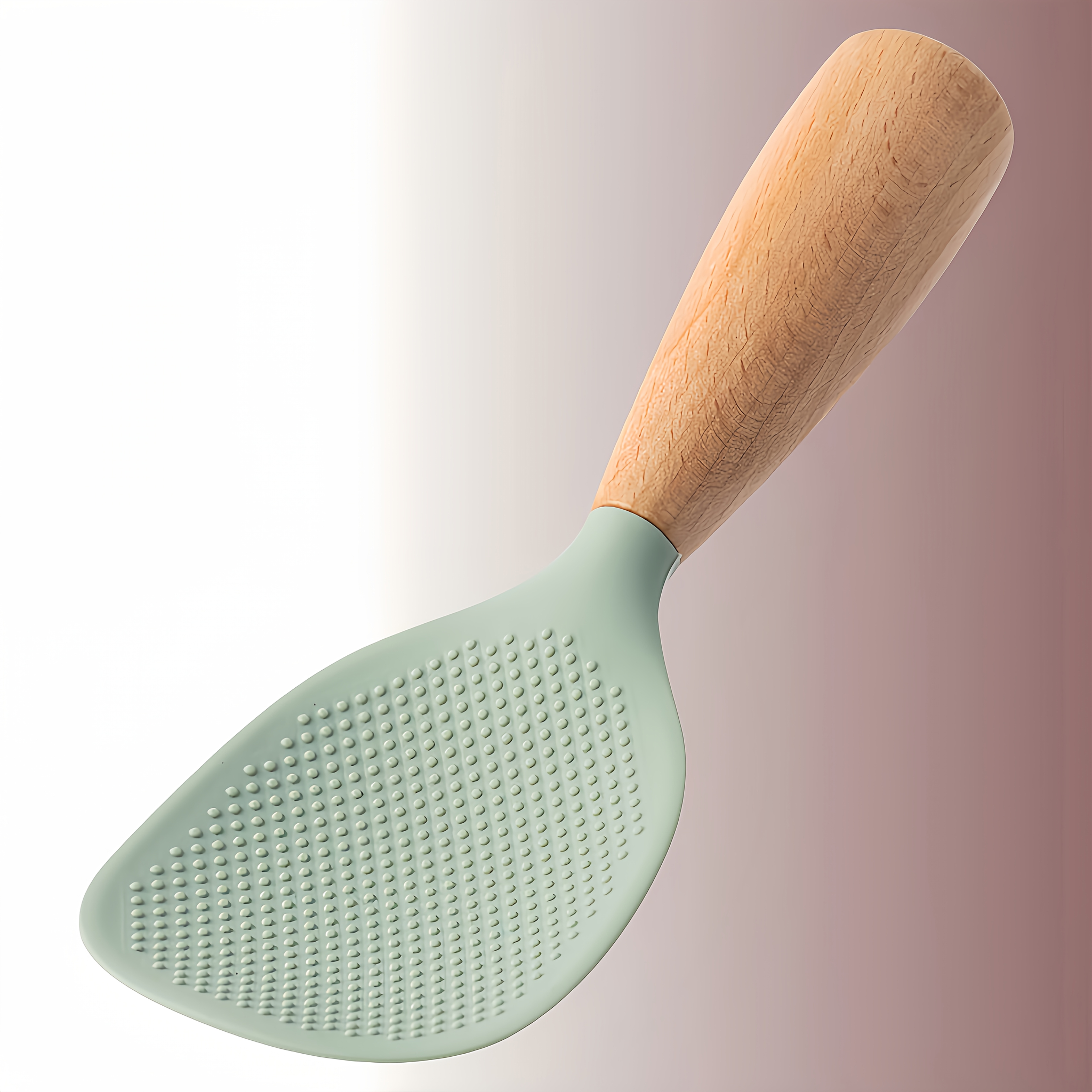 Image of 1pc Of Heat-resistant Silicone Spoon, Equipped With An Ergonomic Wooden Handle - Heat-insulating And Durable - Perfect For Home, Kitchen, School, Dormitory, And Restaurant Use
