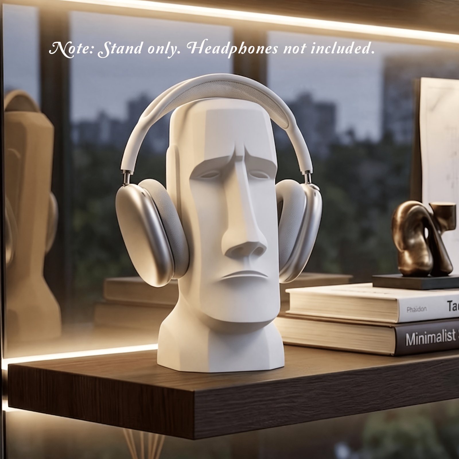 TEMU 1pc Aesthetic Moai Headphone Stand, Minimalist Sculpture Holder, Modern Gaming Room Decor Figurine, Unique Gift For & , Aesthetic Home Office