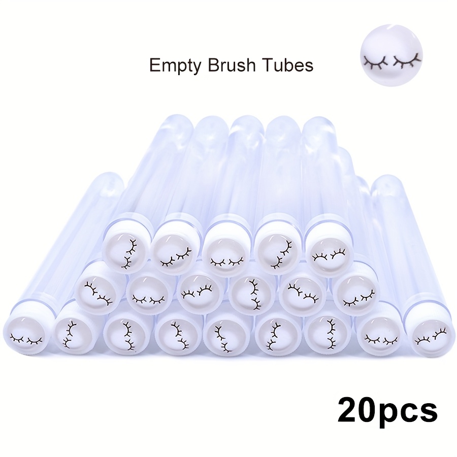 Image of 20pcs Eyelash Extension Empty Tubes Dust-proof Lash Brush Mascara Wands Container Reusable Lash Eyebrow Brush Case Grafting Lash Spoolie Organizor Tubes Lash Tools Set