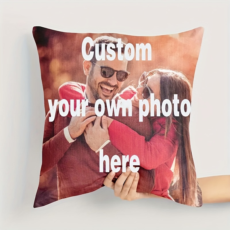 

Personalized 18x18" Photo & Logo Throw Pillow - Soft Plush, One-sided Print, Perfect For Sofa, Bed, Car - Unique Gift Idea, Machine Washable
