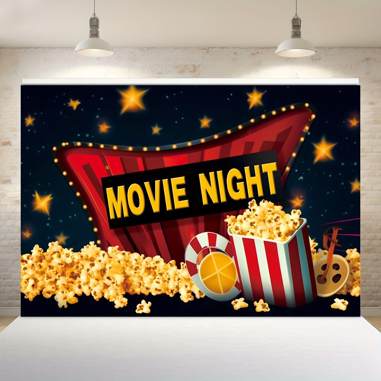 Kangling 5 Pieces Movie Theater Decor Wooden Home Theater Room Decor Cinema Wall Art Movie Reel Theater Action Popcorn Ticket Sign Movie Night Deco