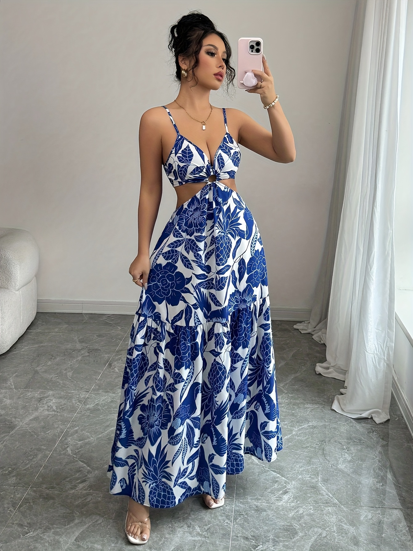 blue and white dress sold on Temu United States