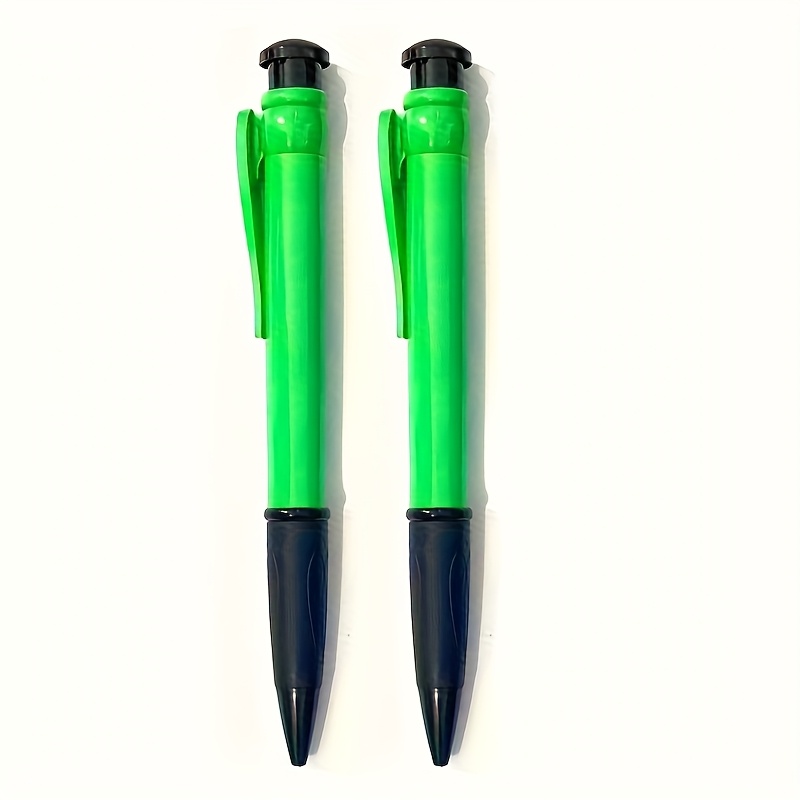 Image of 2 Enormous Green Ballpoint Pens - Featuring Extra-large 0.7 Mm Black Ink, Fun And Unique Office Supplies Have A With A Large Pen Tip, Making Them Perfect For Writing And Drawing