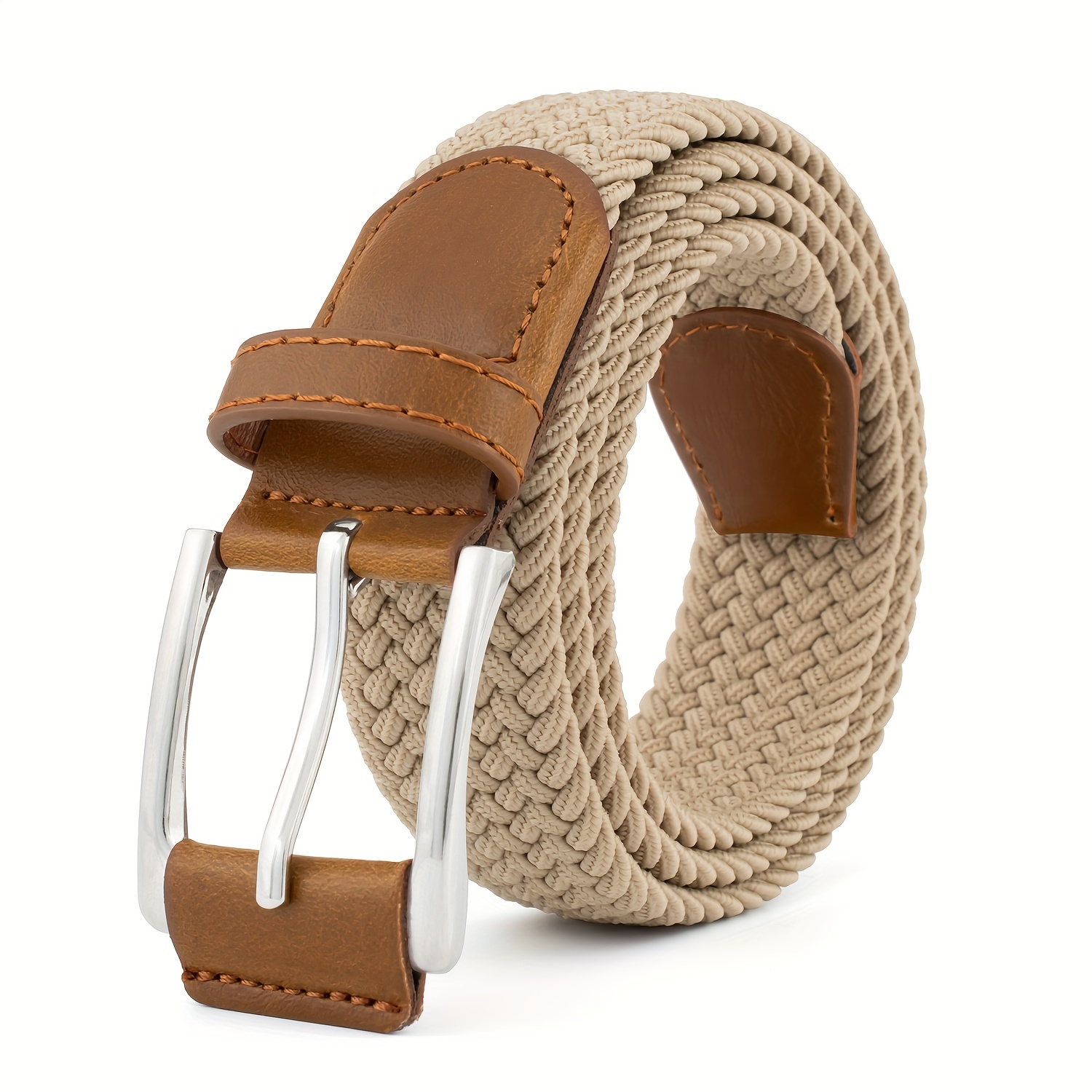 TEMU Casual, Breathable Outdoor Nylon Canvas Belt With Zinc Alloy Buckle, Retro Braided Belt