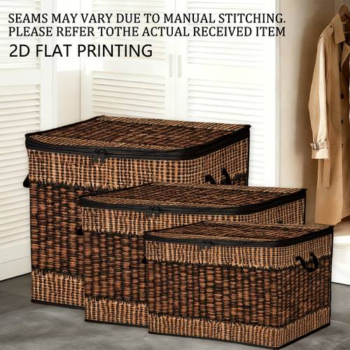 1pc suitable for storing blankets s rectangular storage basket with lid rustic oxford cloth organizer suitable for living room bedroom entryway woven fabric basket for blanket box essentials decorative basket