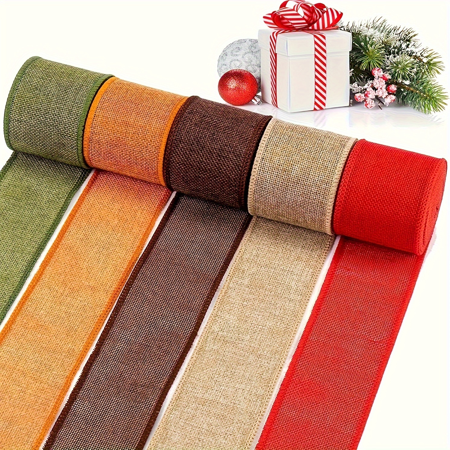 

Burlap Roll - 2.36" , Red, , Linen, & - For Christmas, Decor & Holiday Crafts