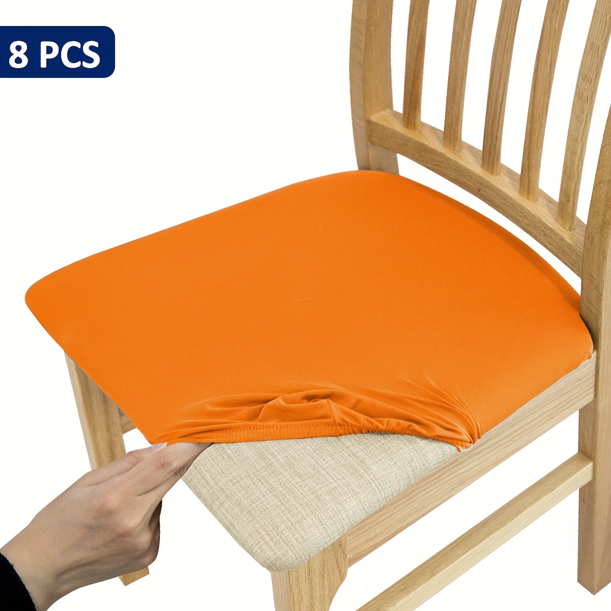 TEMU Ensemble de Housses de Coussin pour Chaise 8pcs/10pcs, Housse d'Assise Haute Élasticité Unie