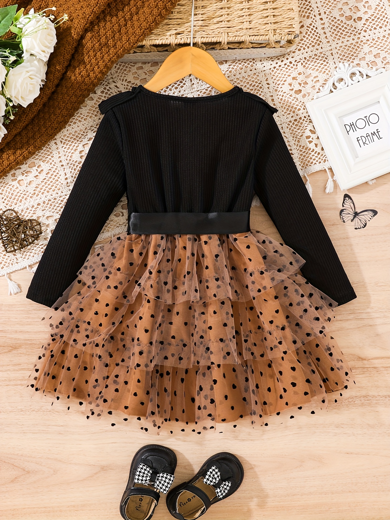 elegant ballet dress heart net belted waist long sleeve - Temu Nigeria