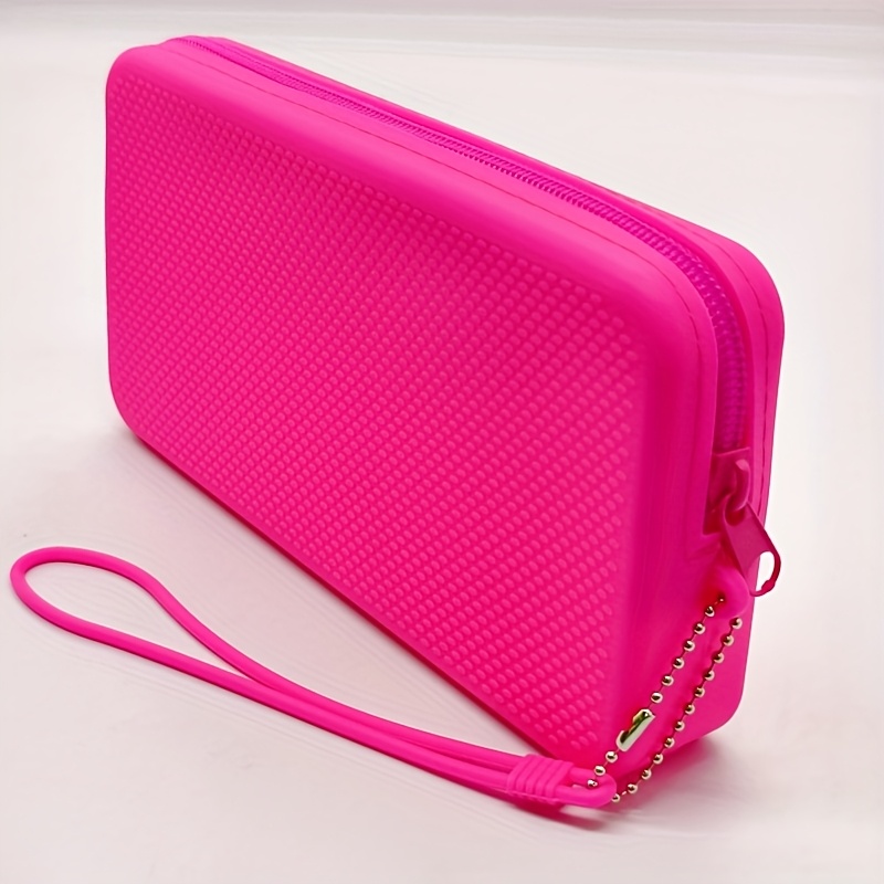 Image of Portable Silicone Makeup Bag, Beach Tote, Handheld Beach Pouch, Data Cable, Earphone, Mobile Phone Storage Bag, Personal Item Handbag, Square Bag, Key And Coin Purse