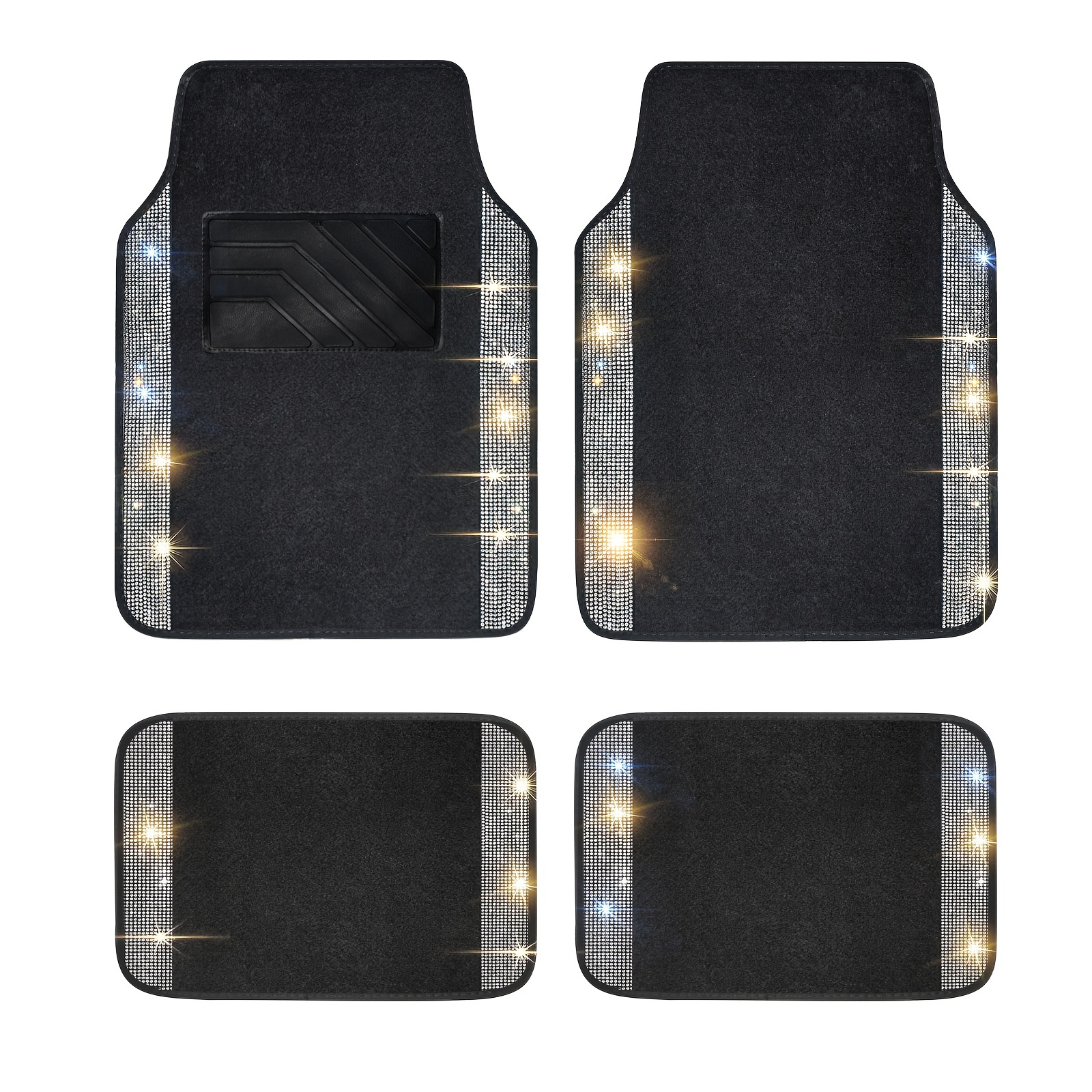 

Universal Type Car Foot Pad Flashing Luminous Set Artificial Glass Drill Non-slip Easy To Wash