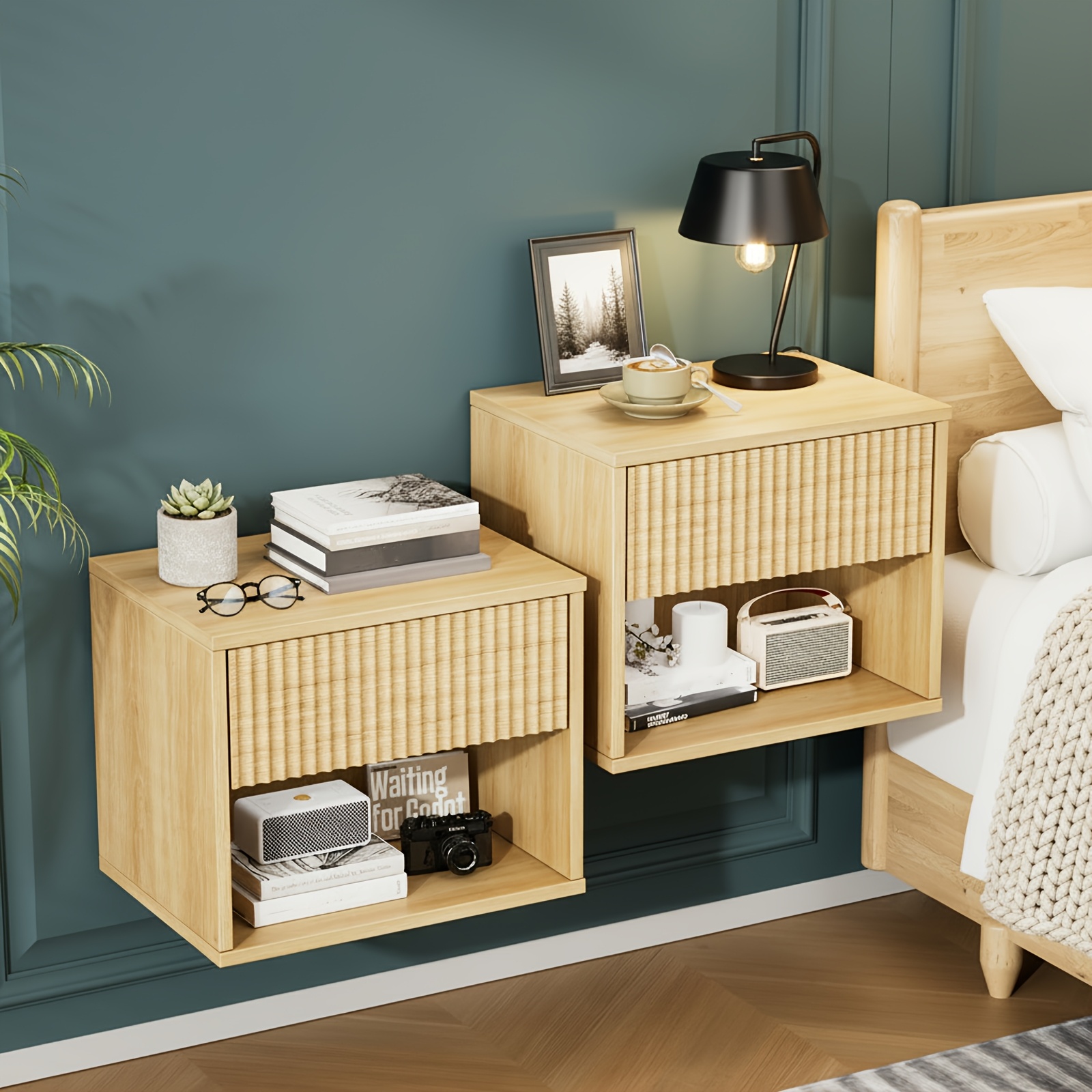   modern floating nightstand with drawer storage shelf suitable for bedroom mdf bedside table with frame compact space saving low profile end table for small spaces no   for