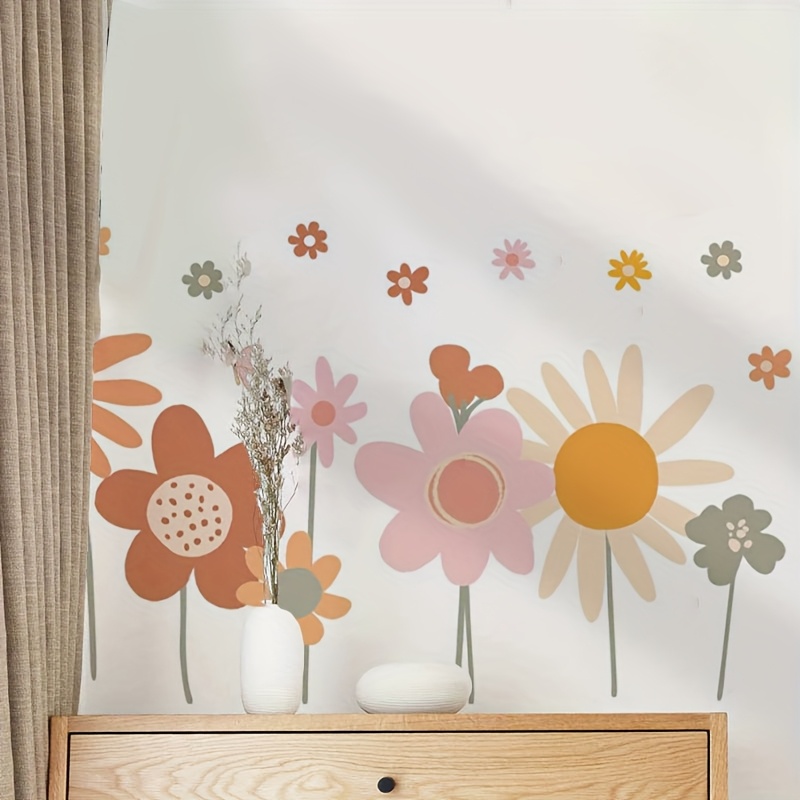 Floral Wall Decals - & Stick, Removable Pvc For Living Room, Bedroom, Entryway Decor