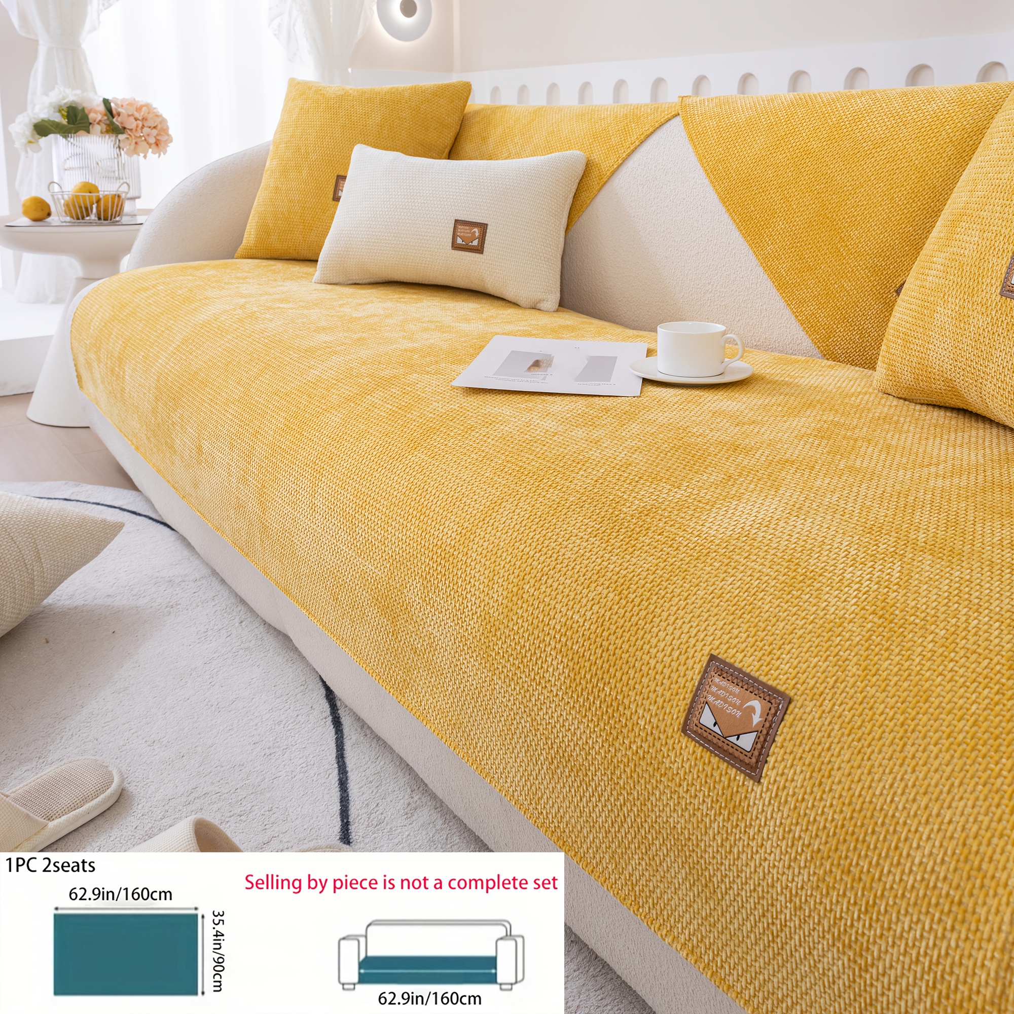 TEMU [ Diary] 1pc Easy Snow Sofa Protective Cover Pillowcase, Friendly, Universal Sofa Mat, Non-slip, Machine Washable, Embroidered Labeling Design,