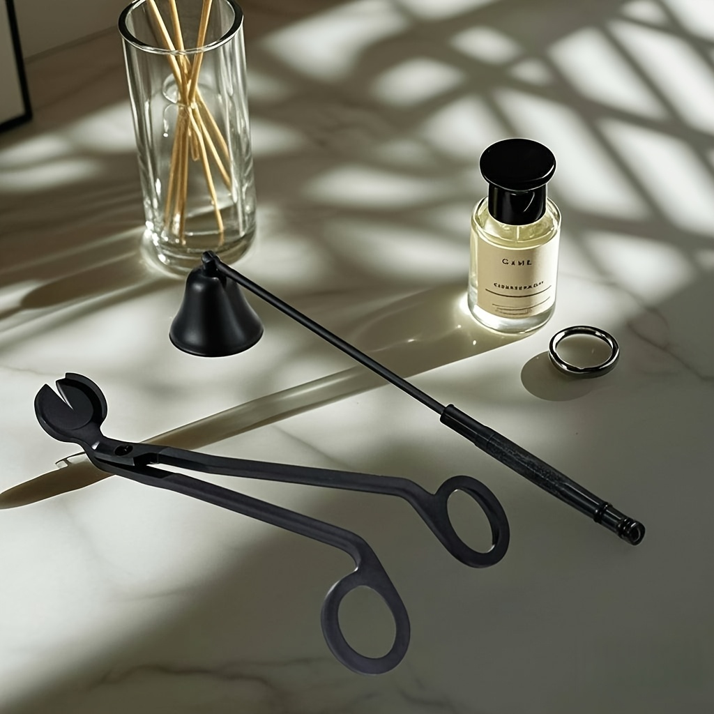 Image of Set Of 2 Metal Stainless Steel Tools For Trimming Candle Wicks And Snuffing, Perfect Additions For Candle Enthusiasts