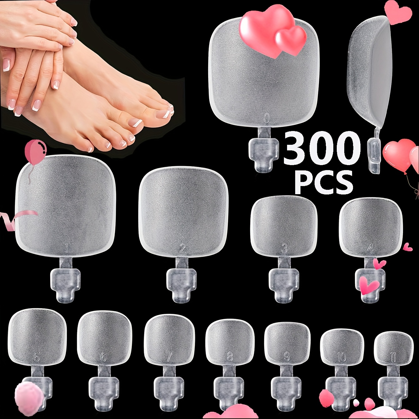 150/180/240/300/600pcs Toe Nail Kit, No-file Matte Toe Nail Tips Full Set For Regular-small Toe Bed, Clear Acrylic Toe Nail Tips Fake Nails Full Set Diy Toe Nail Tips Kit For Home Diy