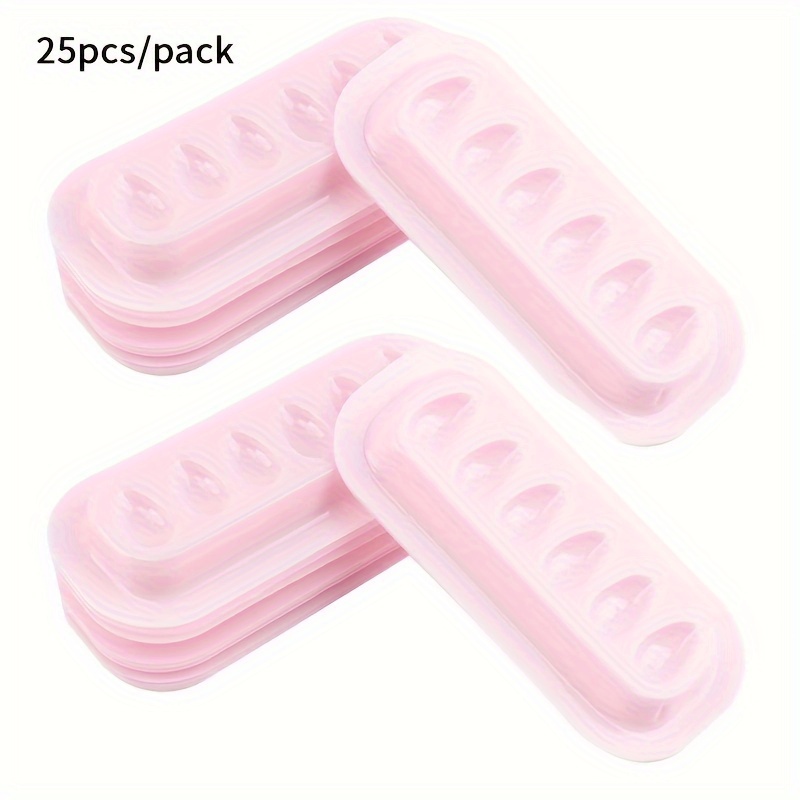 Image of 25pcs Eyelash Glue Holder Pallet Lash Extension Adhesive Stand Pads Strip Shaped Plastic Gasket Palette Additions
