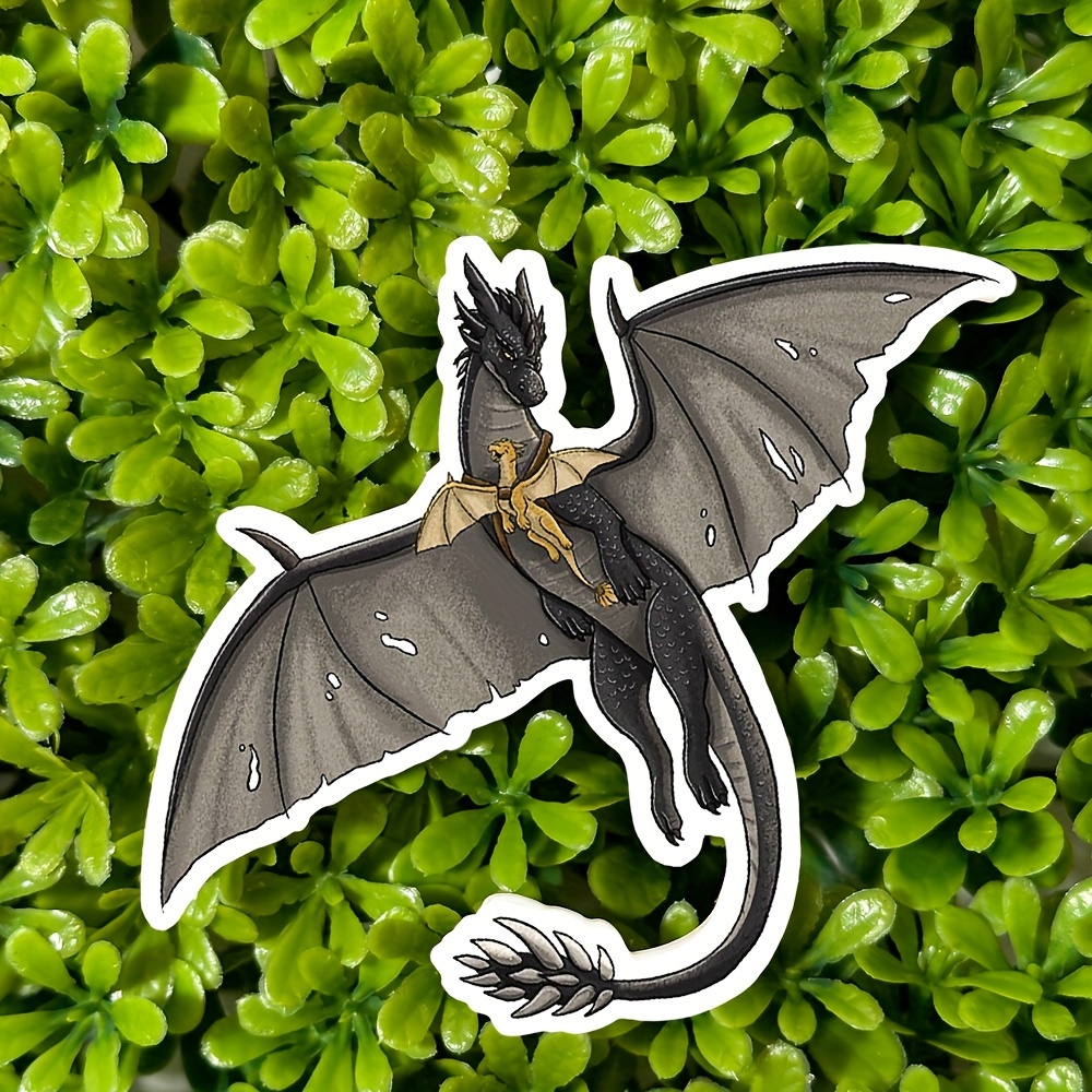 

Waterproof Dragon Sticker With Fourth Wing Design - Durable Paper Decal For Laptops, Water Bottles, Phone Cases, Journals, And Scrapbooking - Multipurpose Adhesive Label