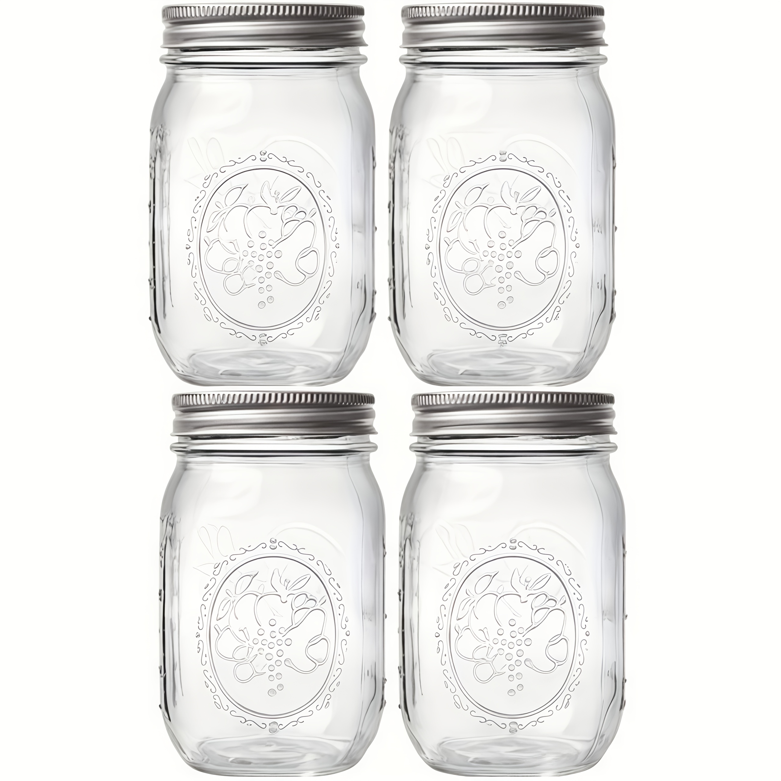 E-shop 4er-Set, Wide Mouth Mason Jars 32Oz, mit Verschlussdeckeln und Verschlussbändern, zum Einmachen, Fermentieren, Konservieren, Dekorieren,