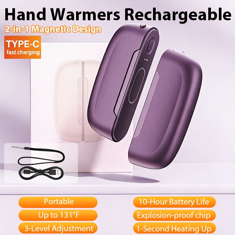 TEMU Hand Warmer, Goddess Gift, Magnetic Suction (2pcs), Portable And Compact Charging Hand Warmer, Intelligent Temperature , Ultra Long , Easy To