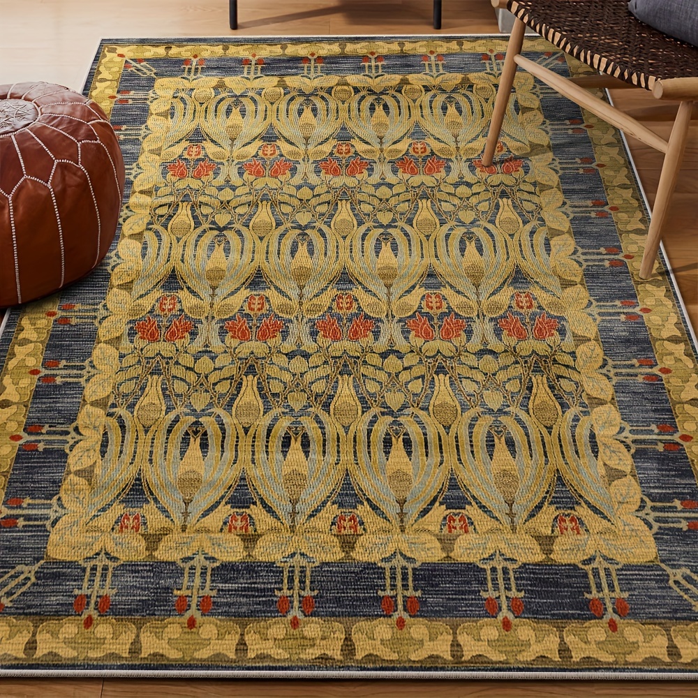 TEMU Velvet/decorative/ Bohemian Non-slip Bedroom Rug, Printed Distressed Vintage Carpet For Dining Room, Dorm, Office, Home Decor, Bohemian Rug,