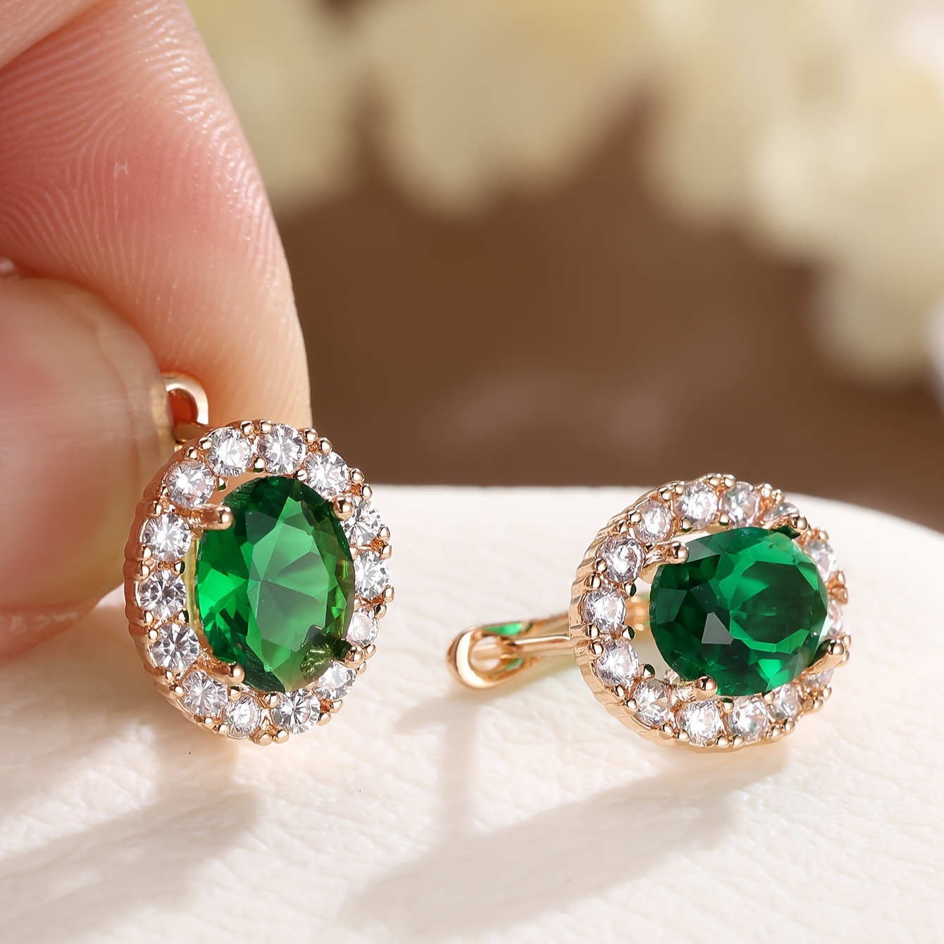 1 Pair Oval Cut Green Stone Drop Earrings Bride Wedding Dangle Earrings Valentine's Day Halloween Gifts