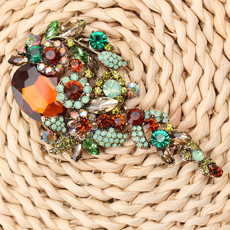 elegant vintage style large brooch multicolor - Temu