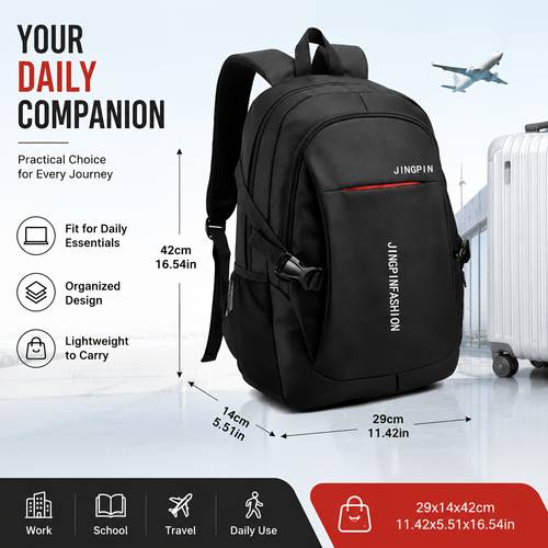 imagen del artículo 1 mochila de nylon para hombre - bolso de viaje de gran capacidad para y universidad - , espaciosa, estilo casual moderno