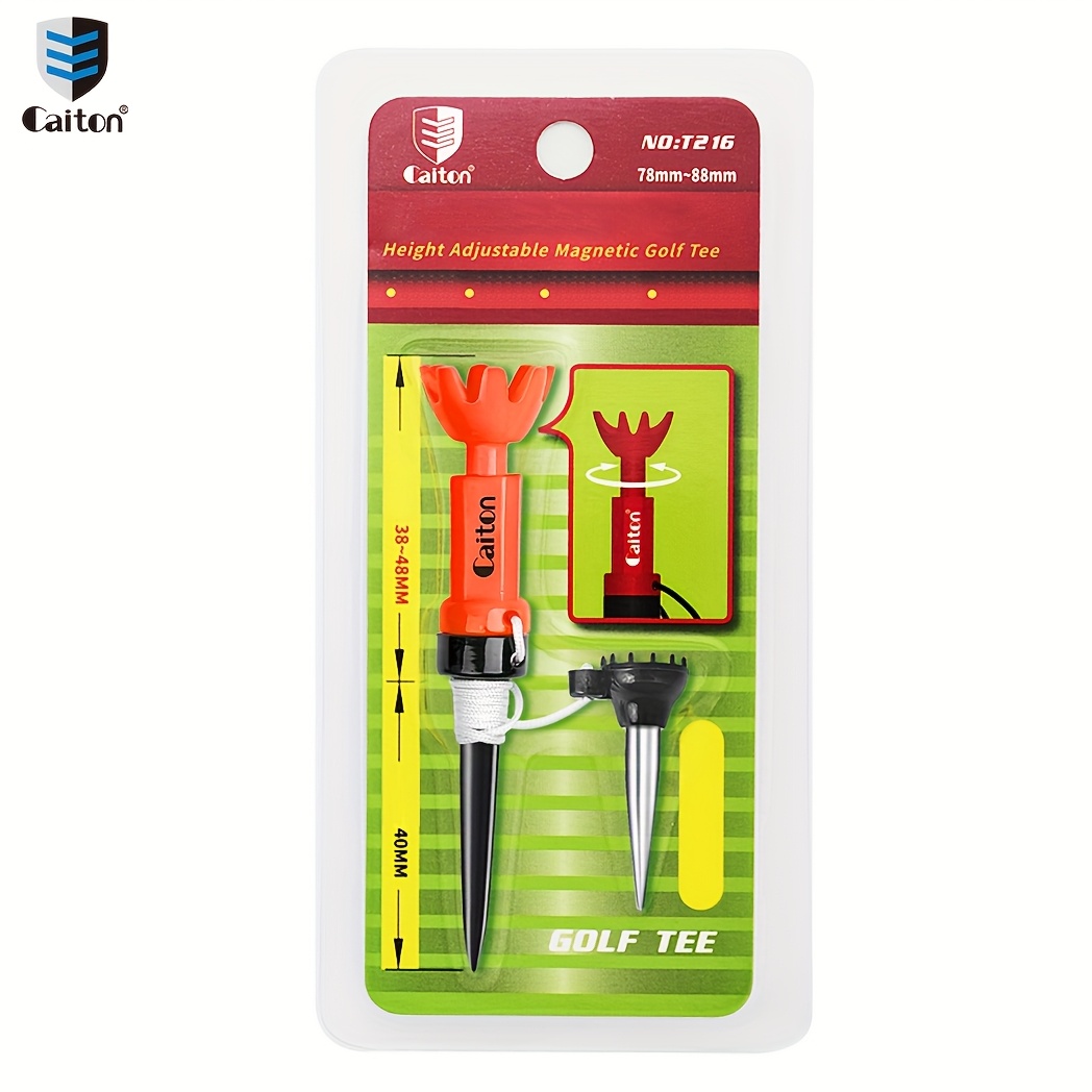 TEMU Caiton 1pc Height-adjustable Golf Tee, 78-88mm, 360° Rotating, 8-claw Design, 4 Color (optional) Stable & Durable, Shock-resistant.