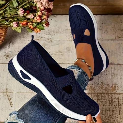 womens comfortable soft soled casual sports shoes fashionable mesh slip on flat shoes