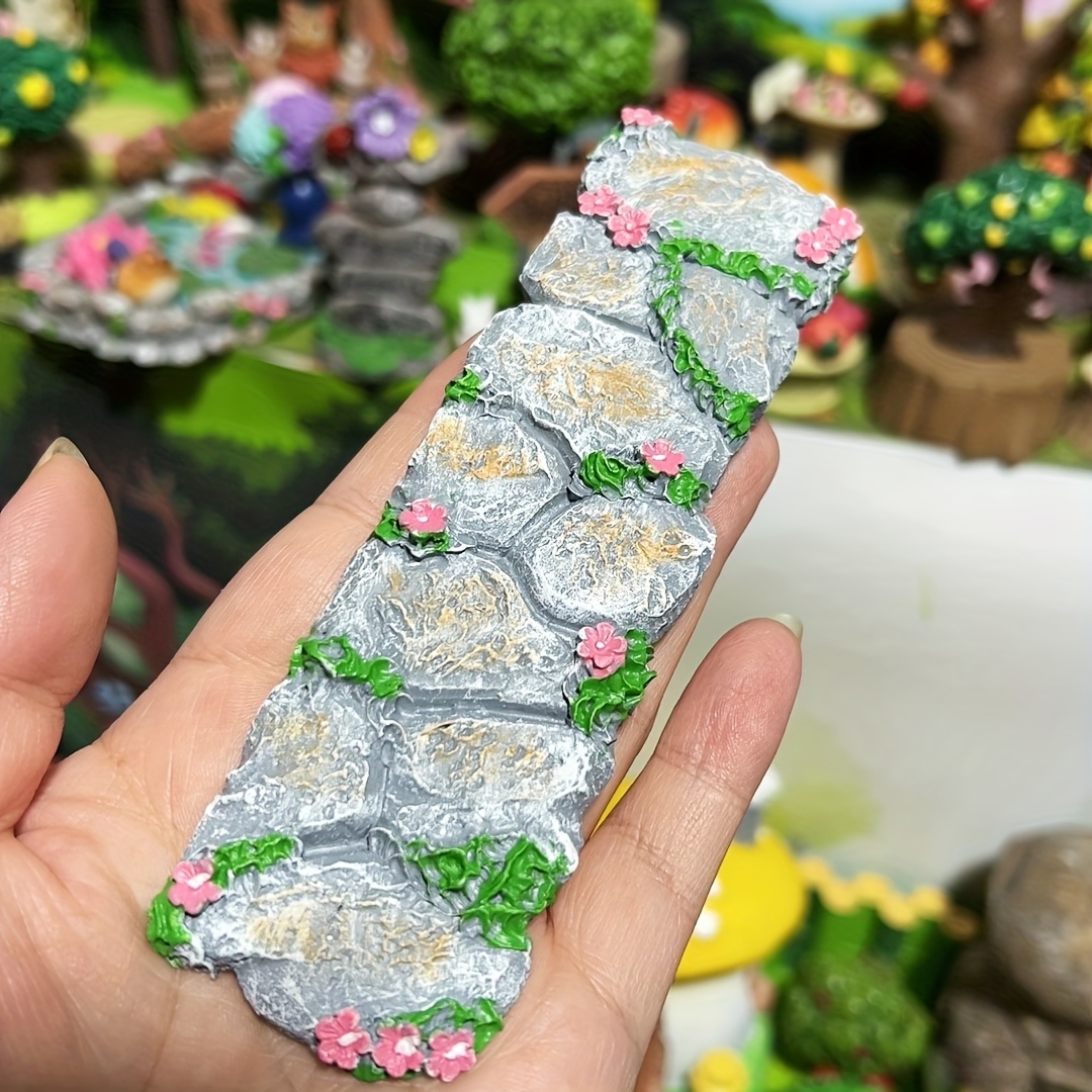 

1pc Resin Pathway Tile With Floral & Moss Design - Indoor/outdoor Decor For Living Room & Garden, Creats Landscape Scenery