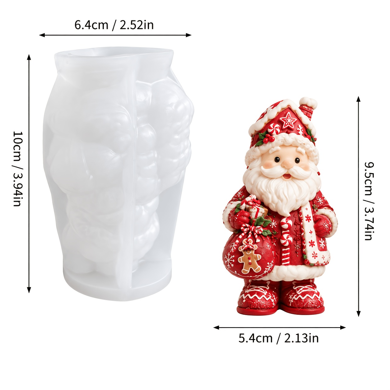 TEMU Moules en silicone et résine, Moule en silicone pour bougie de de Noël, Moule de moulage de Père Noël et de Mère Noël pour cire à , Résine et