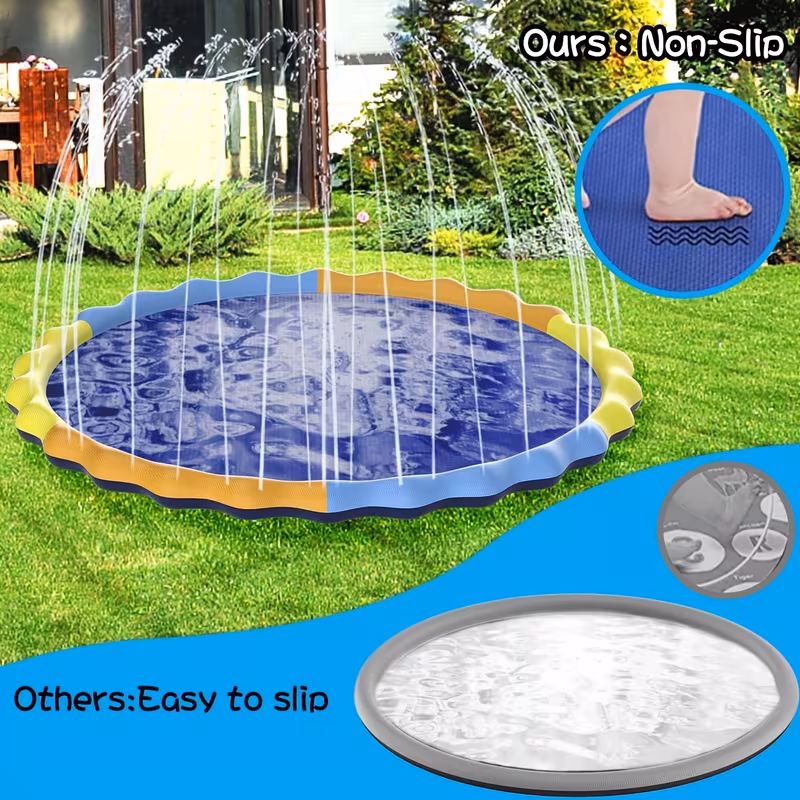 124 oversized non slip water play mat for children and pets outdoor sprinkler mat 0 5mm thickened tear resistant pvc water toy for pool for family in the backyard Product details 0