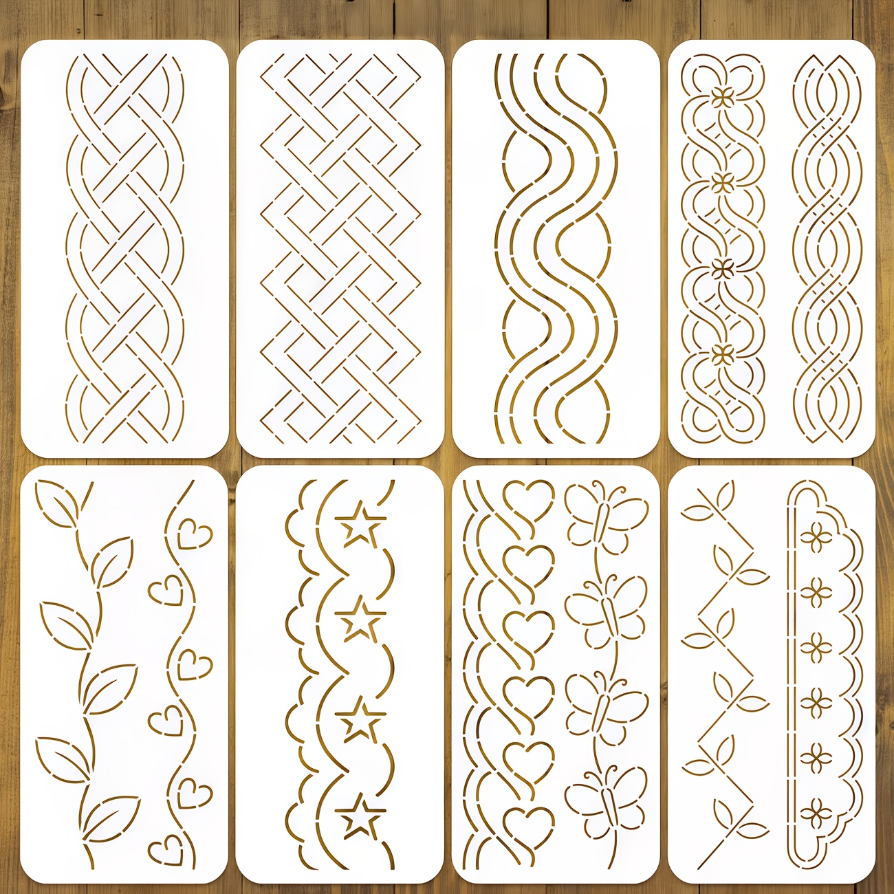TEMU 8pcs Plastic Quilting & Embroidery Templates - -scale Geometric Frames Suitable For Sewing, Hand Quilting, Embroidery, Fabric Crafts With