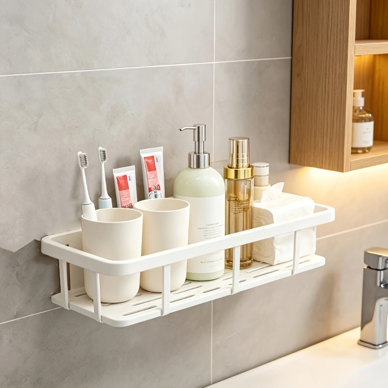 TEMU Large Capacity Wall-mounted Shower Rack, Punch-free Bathroom Shelf, Bathroom Toiletries Storage Rack, Kitchen Multi-functional Storage Rack,