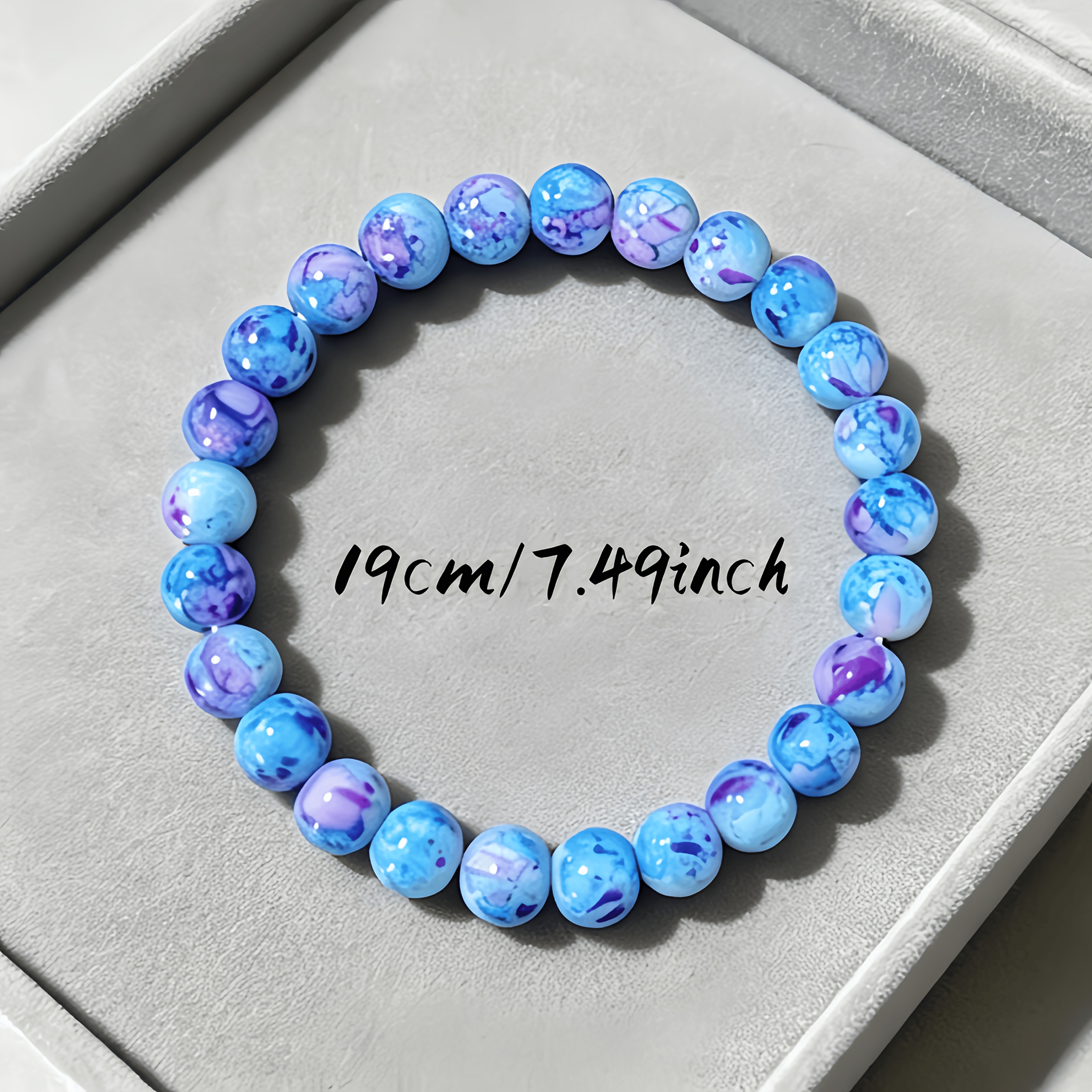 Unique Blue-Purple Gradient Bead Necklace, Minimalist Design