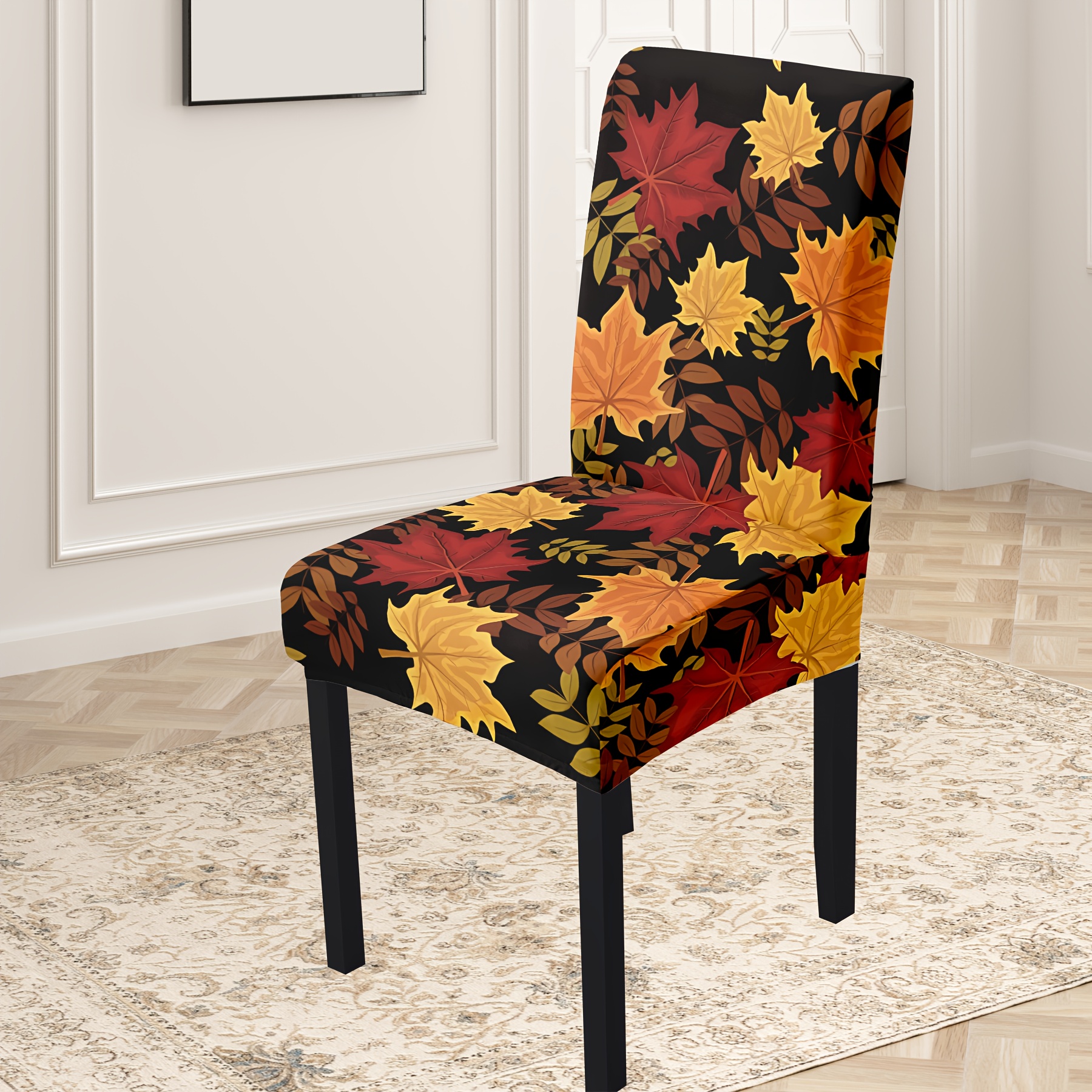 

Classic Design Chair Cover With Digital Printing, 4/6 Pieces Set, Suitable For Home, Hotel, Garden Chairs, High Elastic Milk Fiber, Machine Washable