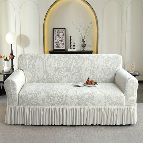 sunflower jacquard stretch sofa slipcover with skirt for all sizes 1 seater to 4 seater machine washable home decor