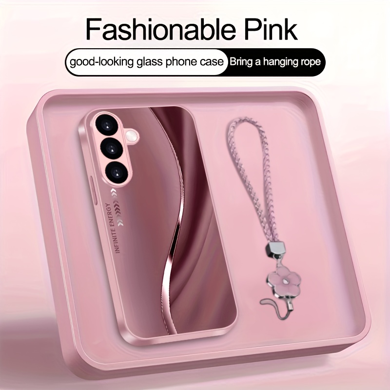 TEMU Phone Case: High End Mother Series Metal Paint Glass Phone Case With Hanging Rope, Suitable For / S24 Ultra/s23/s22/s23