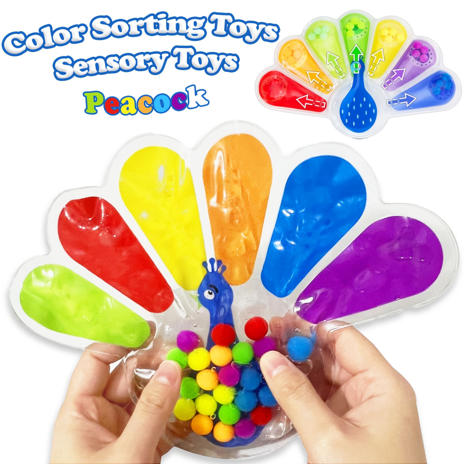 peacock shaped color sorting sensory toys fine motor skill Temu