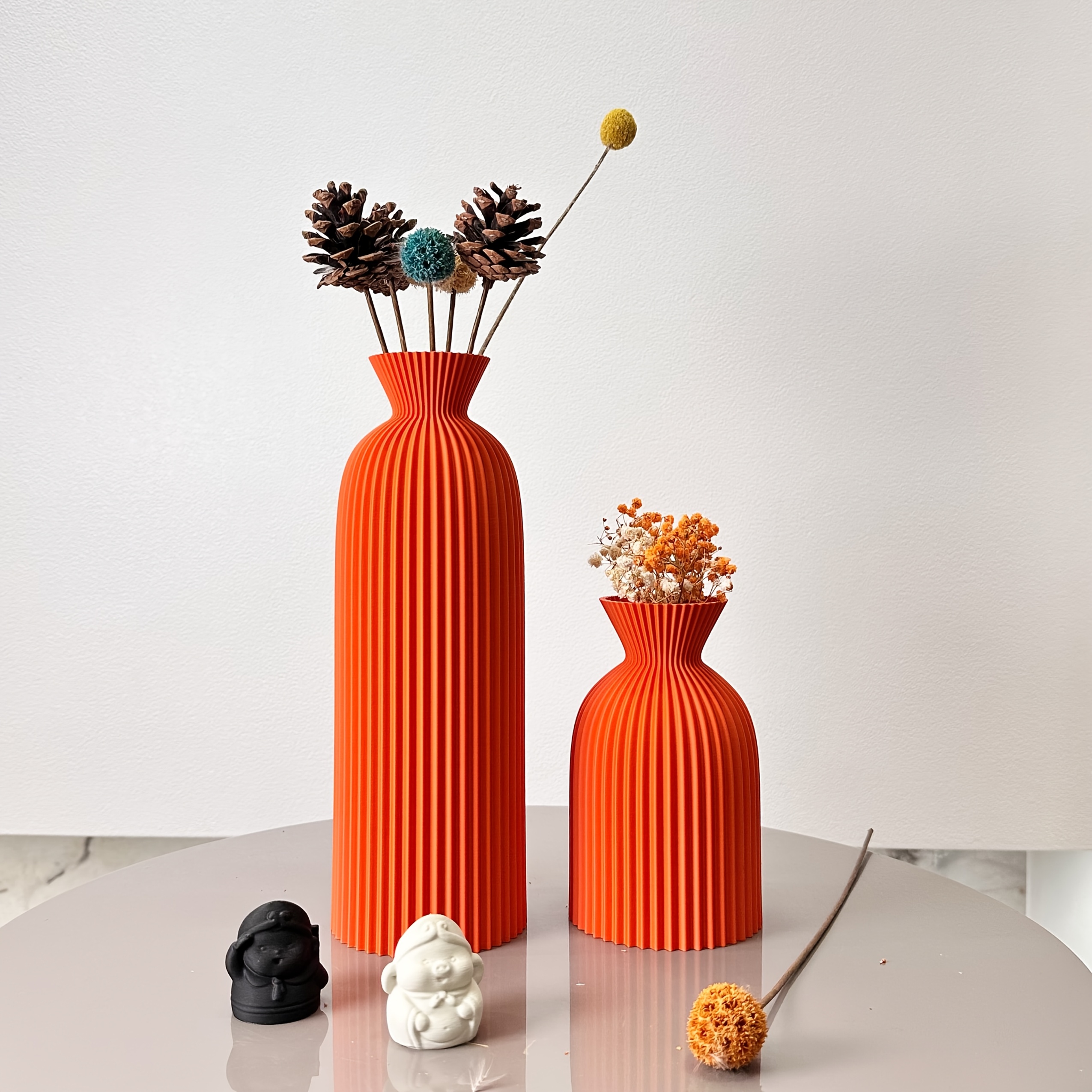 Image of 2pcs Textured Vase Set, Dried Flower Vase, Suitable For Room Decoration Vase Ornaments, Entryway Vase Decorations, Office Vase Ornaments