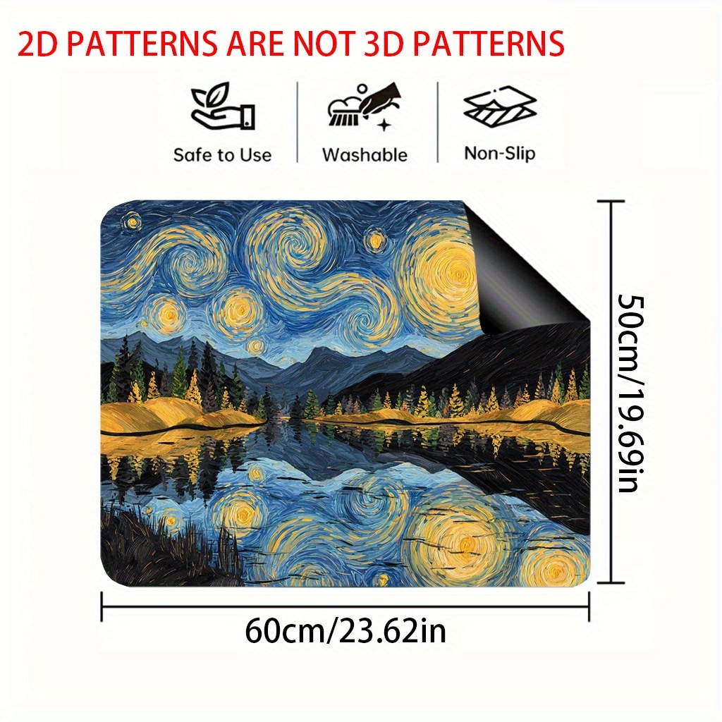 TEMU 1pc Van Gogh Starry Night Stove Top Protector Mat - Heat-resistant Non-slip Glass Cooktop Guard, Stovetop Drying Pad For, Induction, Ovens (van
