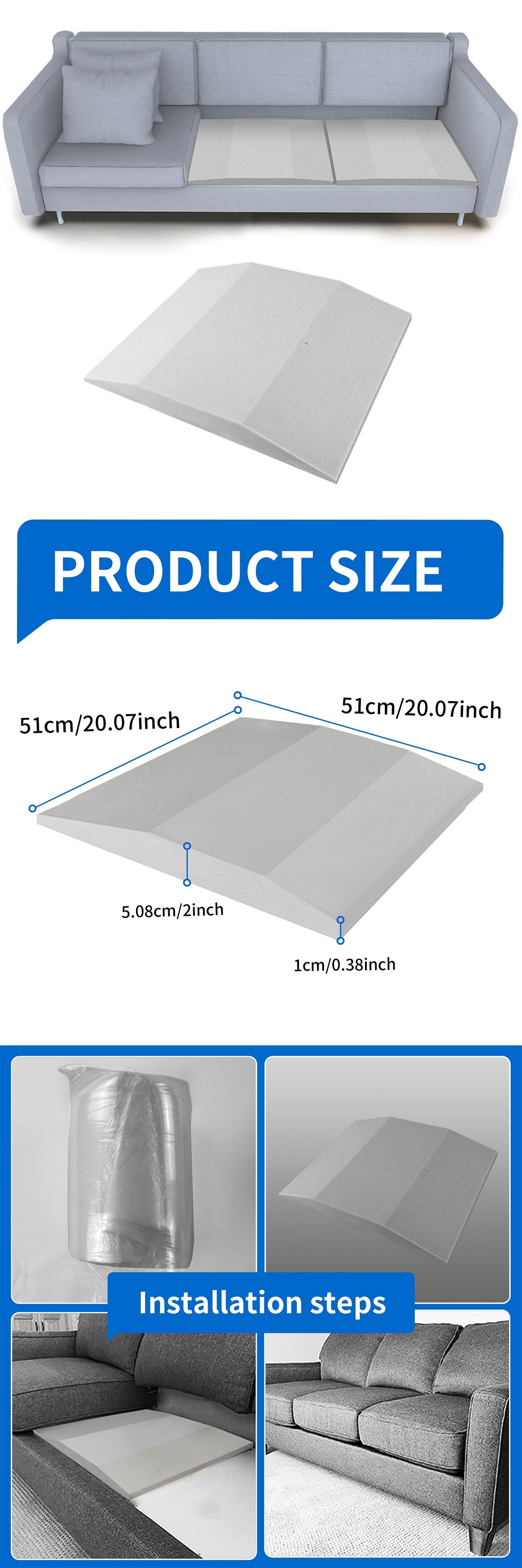 high density polyurethane sofa support mat 20 x 20 inch non wooden electricity free couch cushion saver for sagging repair   firm foam insert for   and sofas details 0