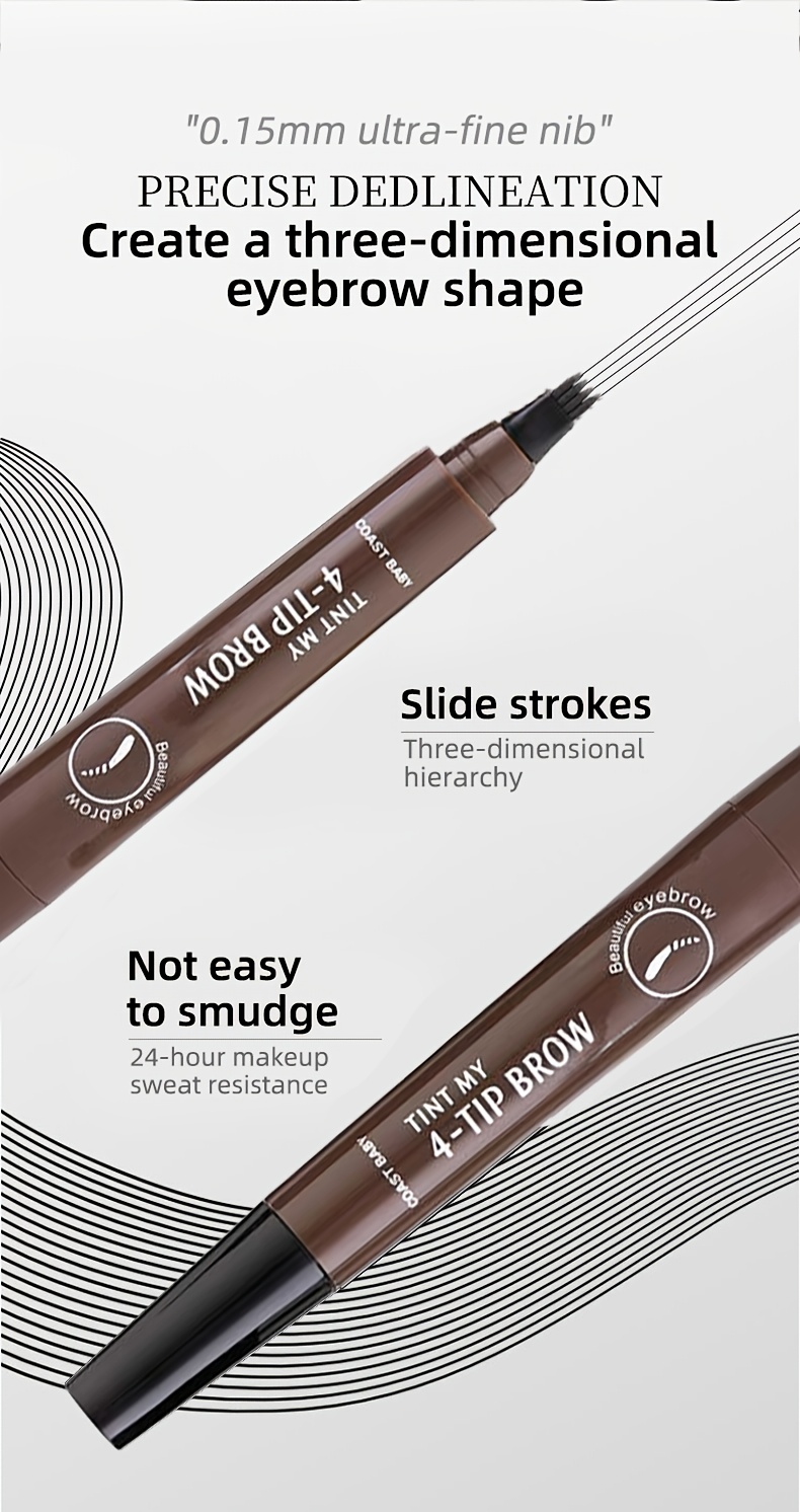 3pcs Four-pronged Eyebrow Pencil for Beginners Can Easily Get on It Super Fine Waterproof Eyebrow Pencil Four-pronged Head Design Accurately Defined Natural Brow Waterproof Sweatproof Non-smudging Long-term Makeup Creation All-Day Wear Easy to Use Design Anytime Anywhere Makeup Replacement Can Be Made in Anywhere Super Value