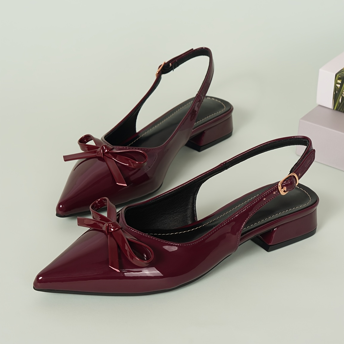Image of High And Low Heel Sandals, Chunky Low Heel With Rear Ankle Strap, Flat Shoes For Commuting And Work, Red Sandals, Fairy Shoes, New Bowknot Pointed-toe Flat Shoes, Women Shoes