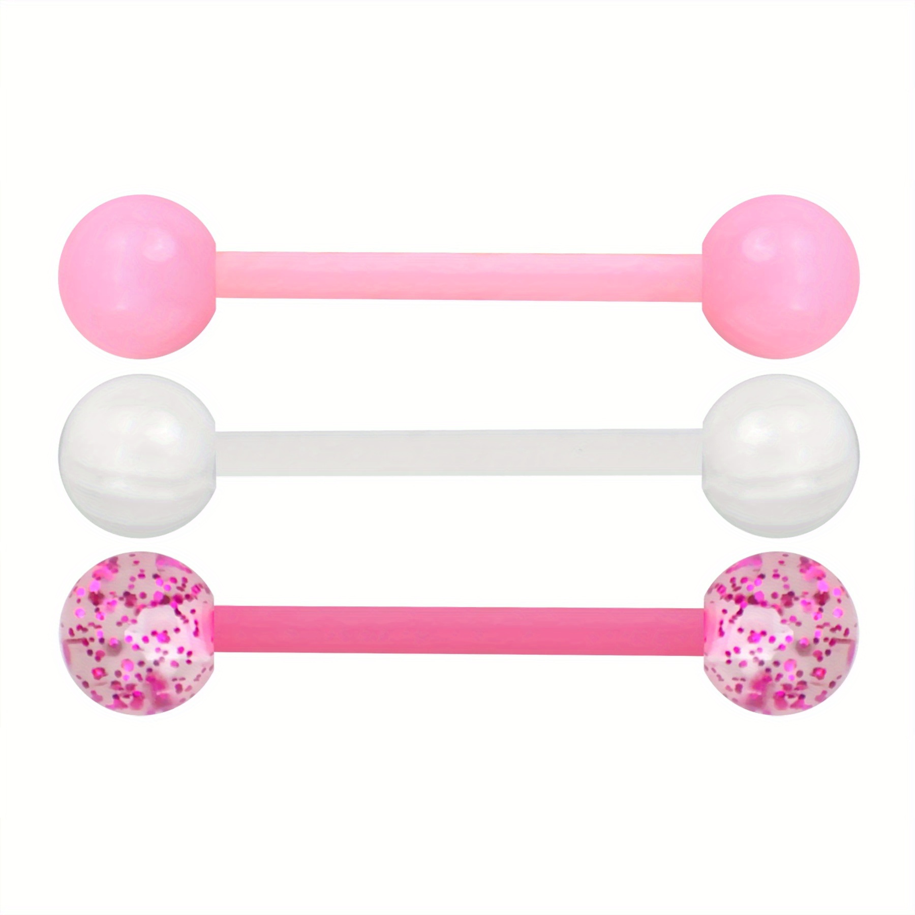 Image of 2d Flat - 2d Fiat 3pcs/set Piercing Jewelry Tongue Stud Acrylic Tongue Stud, For Daily Decoration